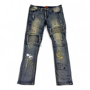 Bleeker & Mercer Men's Slim Straight Distressed Jeans W34